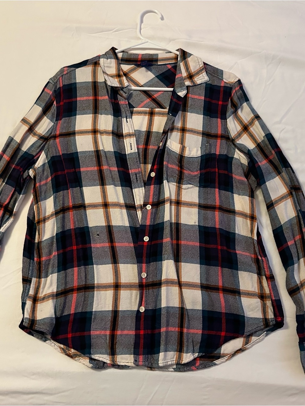 Aeropostale Navy Cream Plaid Button-Up Shirt